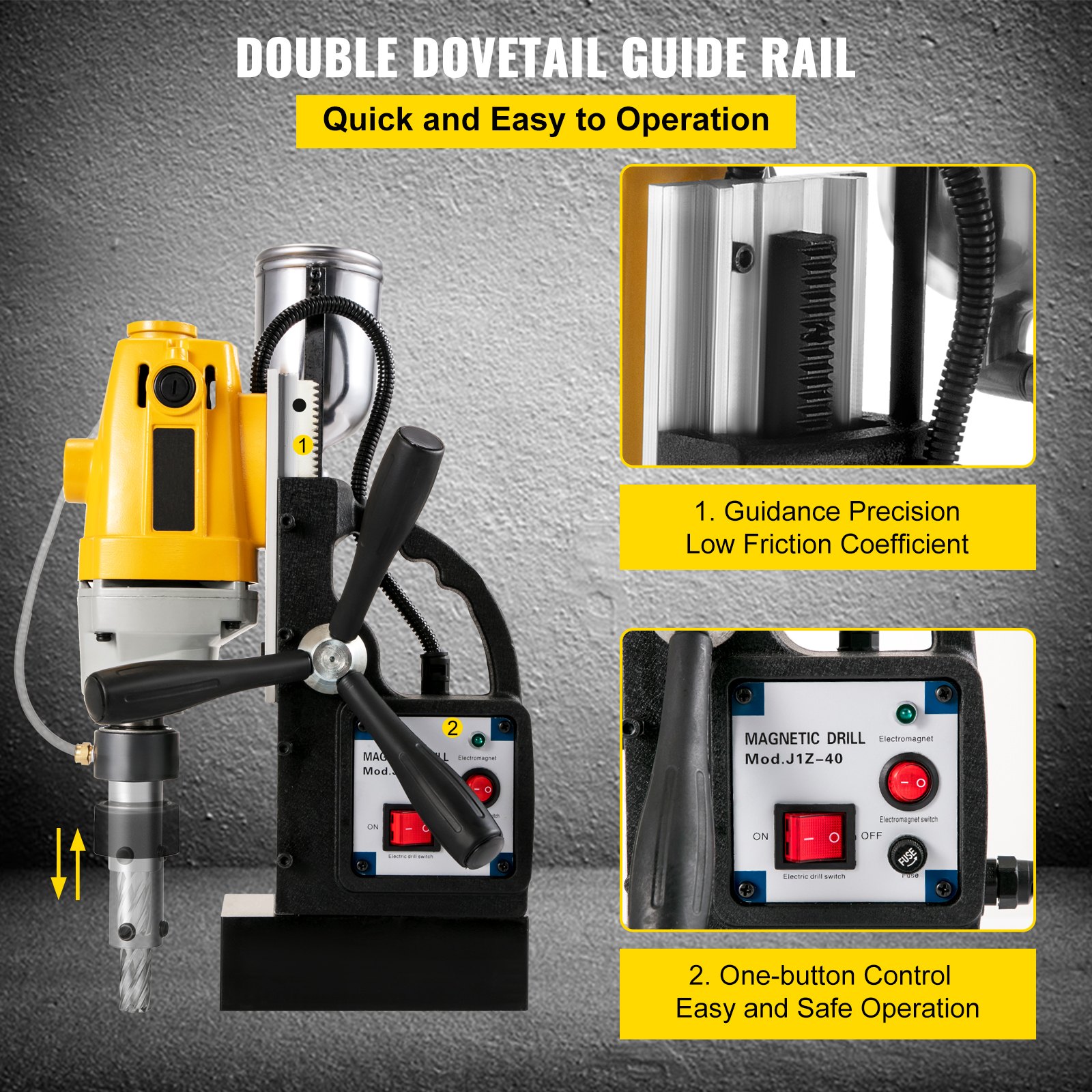VEVOR Magnetic Drill, 40MM Magnetic Drill Press, 1100W Magnetic Core Drill, 2700 LBS Magnet Force Drilling Machine, 220V Electromagnetic Drill Press, Mag Drill with 11PC 1 in HSS Annular Drill Bits