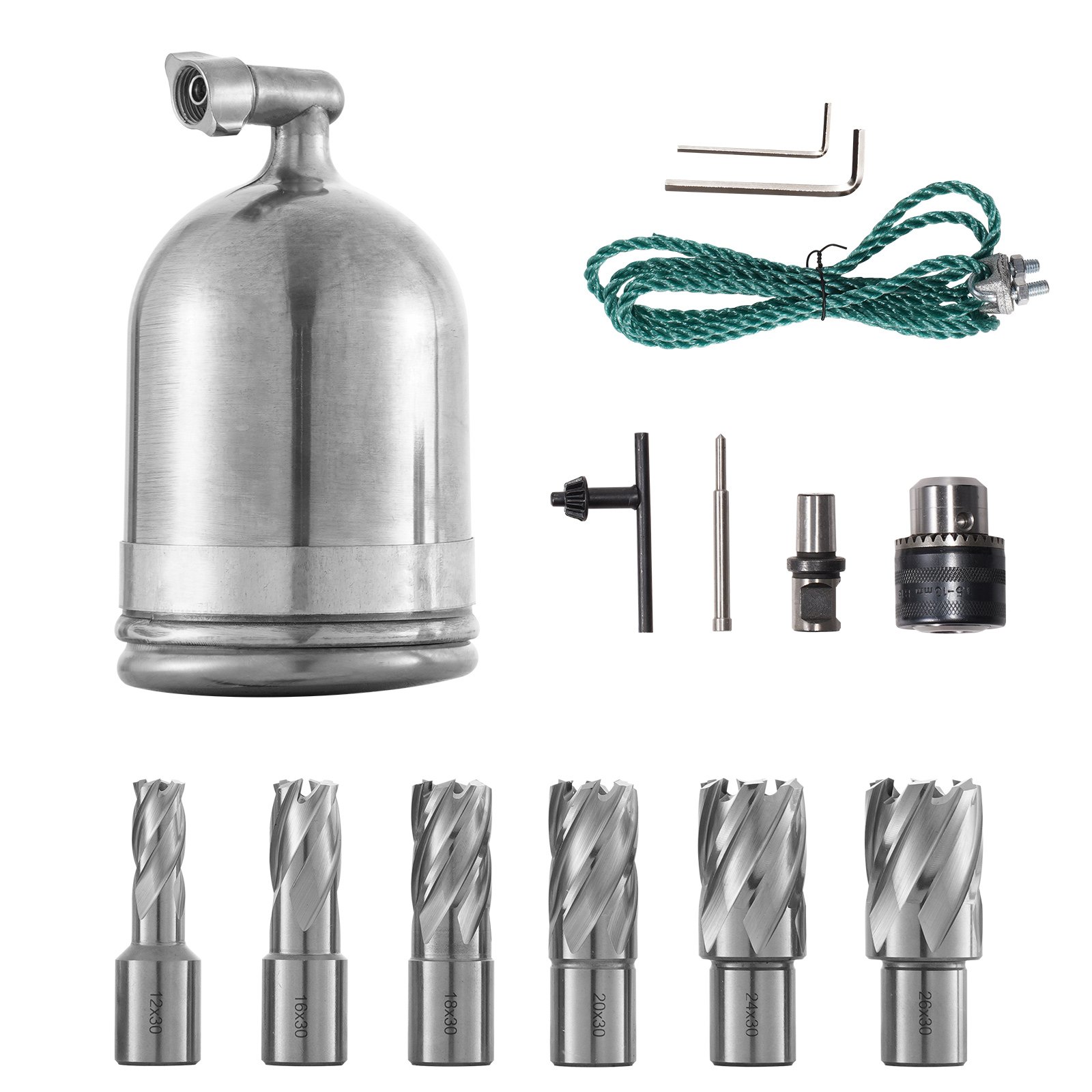 Perceuse Magnétique 1100W, Carotteuse Magnétique 40mm, avec Fraises Annulaires 6PCS, Force Magnétique Max 12000N Perceuse Electromagnétique Profondeur 125mm Système De Forage électro-Aimant