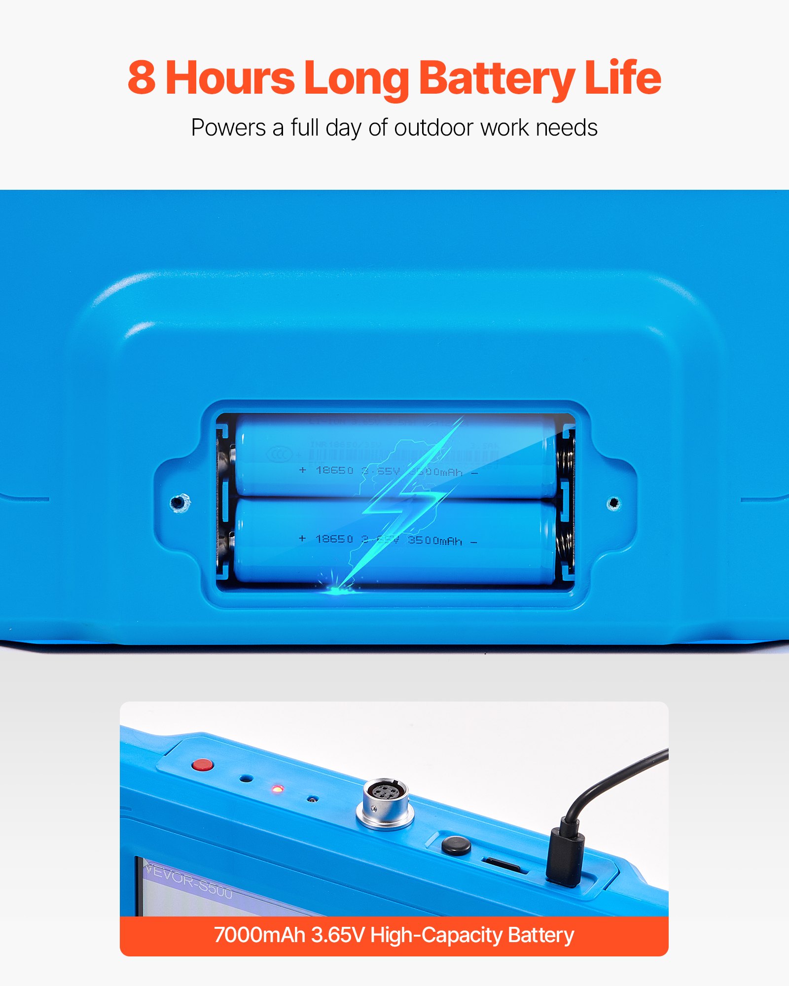 VEVOR Underground Water Detector, Up to 1640ft (500m) Pro Underground Water Detection Locator, 7" Touchscreen Auto Mapping Well Detector Explorer with Multi-Frequency Measurement, 8GB Card, Carry Case