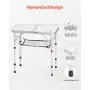 VEVOR Folding Camping Table, Adjustable Height Portable Side Tables, Aluminum MDF Beach Table with Mesh Layer, Carrying Handle, Lightweight Compact for Outdoor Picnic BBQ Cooking, 24x16in, Silver