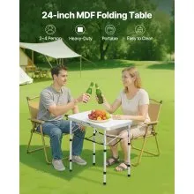 2ft Folding Portable Camping Table Aluminum Outdoor Table Adjustable Height