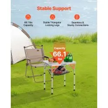 2ft Folding Portable Camping Table Aluminum Outdoor Table Adjustable Height