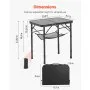 VEVOR Folding Camping Table, Adjustable Height Portable Side Tables, Aluminum MDF Beach Table with Mesh Layer, Carrying Handle, Lightweight Compact for Outdoor Picnic BBQ Cooking, 24x16in, Black