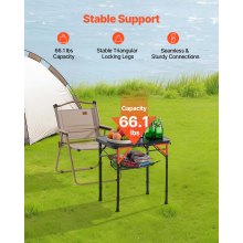 2ft Folding Portable Camping Table Aluminum Outdoor Table Adjustable Height