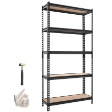VEVOR Storage Shelves, 5-Tier Adjustable, 3000 lbs Capacity, Heavy Duty Garage Storage Shelving Unit, Metal Utility Rack Shelf, for Kitchen Pantry Basement Bathroom, 36.34" W x 12.17" D x 71.38" H