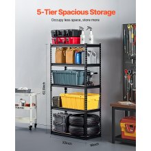 VEVOR Storage Shelves 16" D x 32" W x 62.8" H 5-tier Garage Storage Shelving