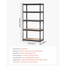 VEVOR Storage Shelves 16" D x 32" W x 62.8" H 5-tier Garage Storage Shelving