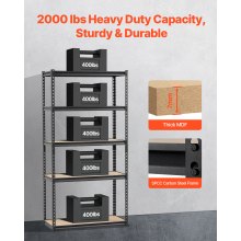 Storage Shelves 16" D x 36" W x 71.4" H 5-tier Garage Storage Shelving