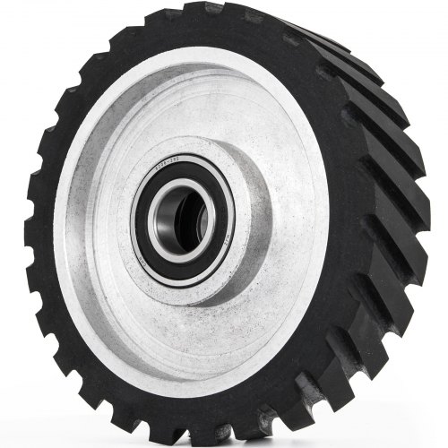 VEVOR 10x2inch Belt Grinder Rubber Wheel Serrated Rubber Contact Wheel 6206 Bearing Belt Grinder Wheel for 2x72inch Knife Making Grinder