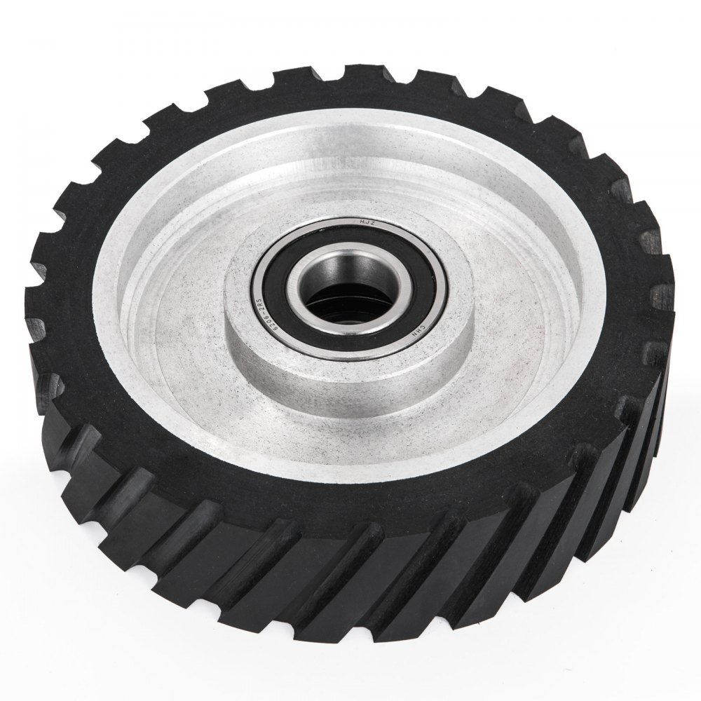 VEVOR 10x2inch Belt Grinder Rubber Wheel Serrated Rubber Contact Wheel 6206 Bearing Belt Grinder Wheel for 2x72inch Knife Making Grinder