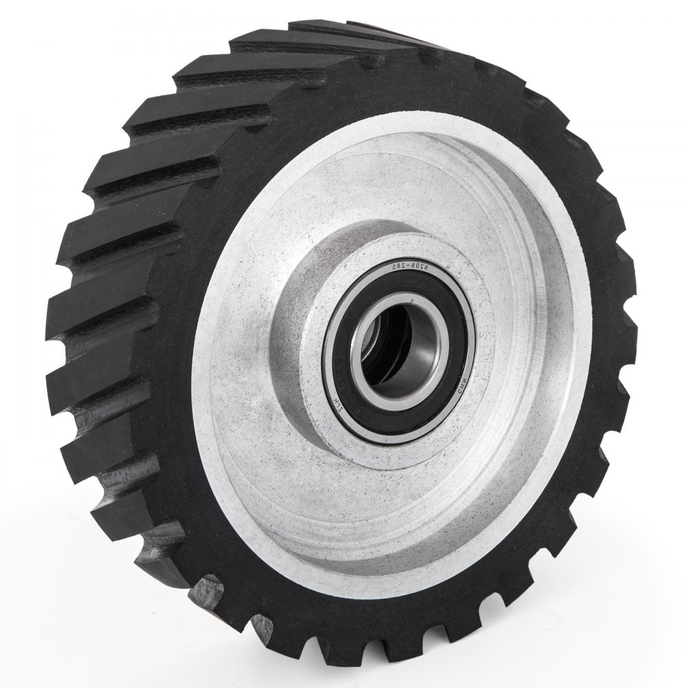 VEVOR 10x2inch Belt Grinder Rubber Wheel Serrated Rubber Contact Wheel 6206 Bearing Belt Grinder Wheel for 2x72inch Knife Making Grinder