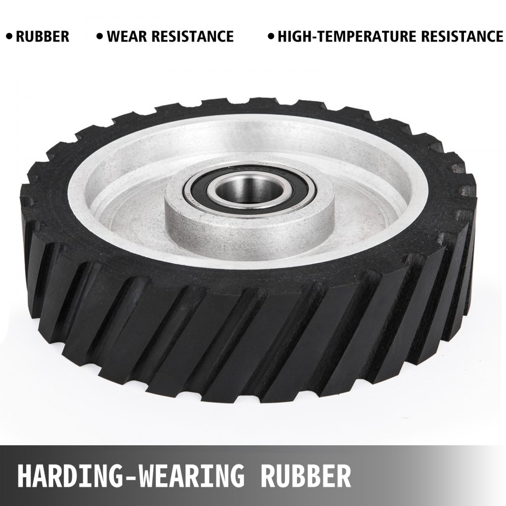 VEVOR 10x2inch Belt Grinder Rubber Wheel Serrated Rubber Contact Wheel 6206 Bearing Belt Grinder Wheel for 2x72inch Knife Making Grinder