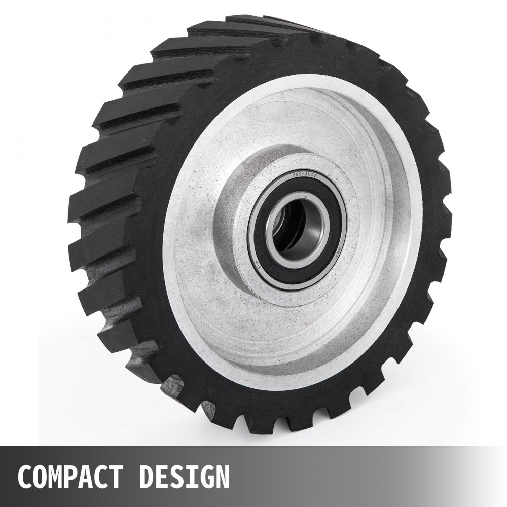 VEVOR 10x2inch Belt Grinder Rubber Wheel Serrated Rubber Contact Wheel 6206 Bearing Belt Grinder Wheel for 2x72inch Knife Making Grinder