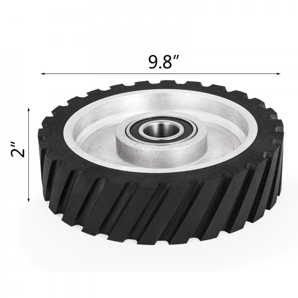 VEVOR 10x2inch Belt Grinder Rubber Wheel Serrated Rubber Contact Wheel 6206 Bearing Belt Grinder Wheel for 2x72inch Knife Making Grinder