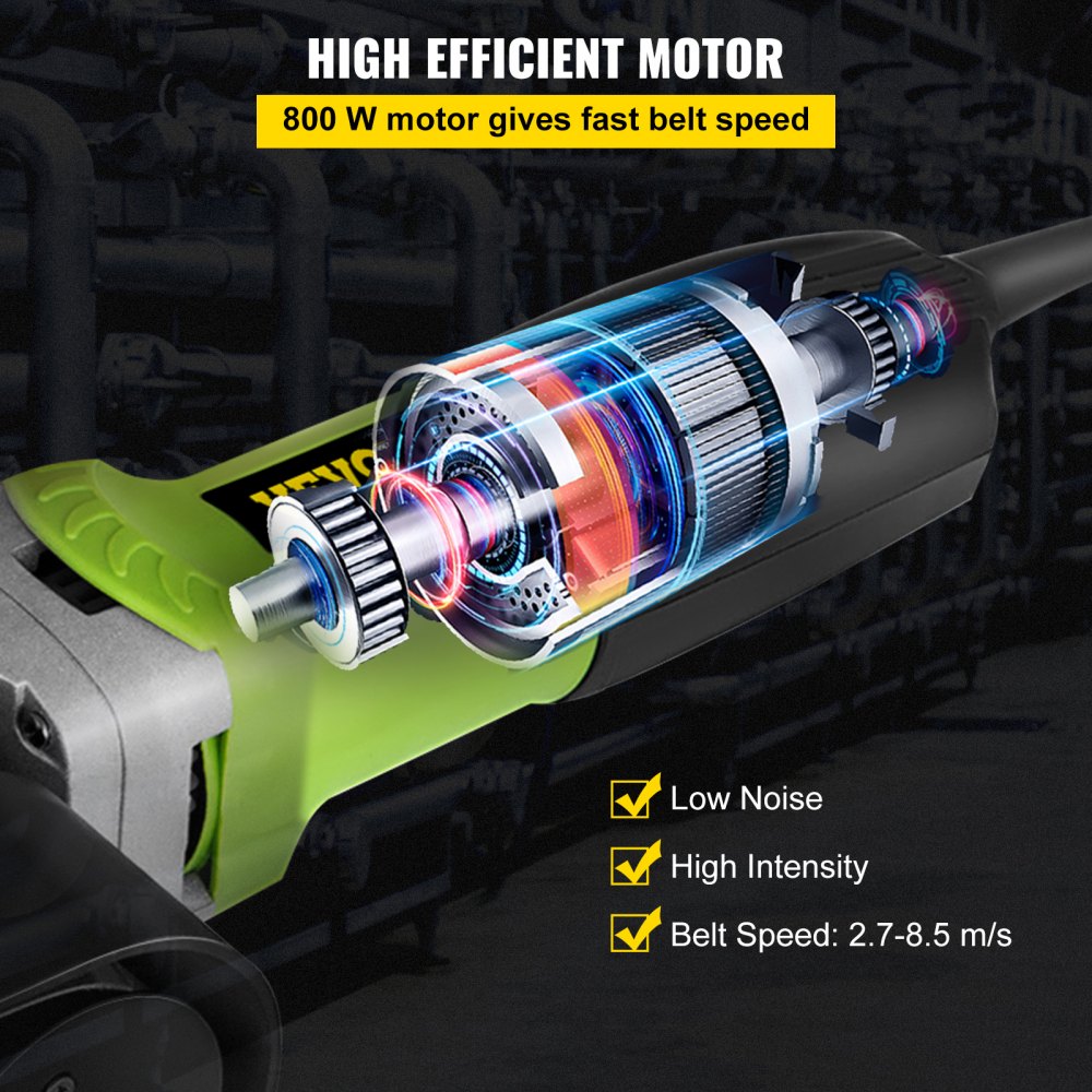 VEVOR Tube Belt Sander 800W Stainless Steel Pipe Tube Polisher Grinder, ø180mm Polishing for Stainless Steel Aluminum 6 Speed 3000RPM Sanding Polishin