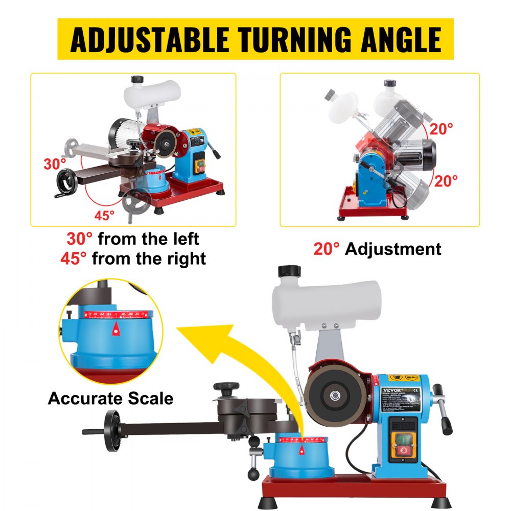 VEVOR Circular Saw Blade Sharpener 370W Saw Blade Sharpener 230V Electric Circular Saw Blade Sharpen 3''-27.5'' / 80-700MM 2850RPM Electric Water Injection Grinding Grinder Machine
