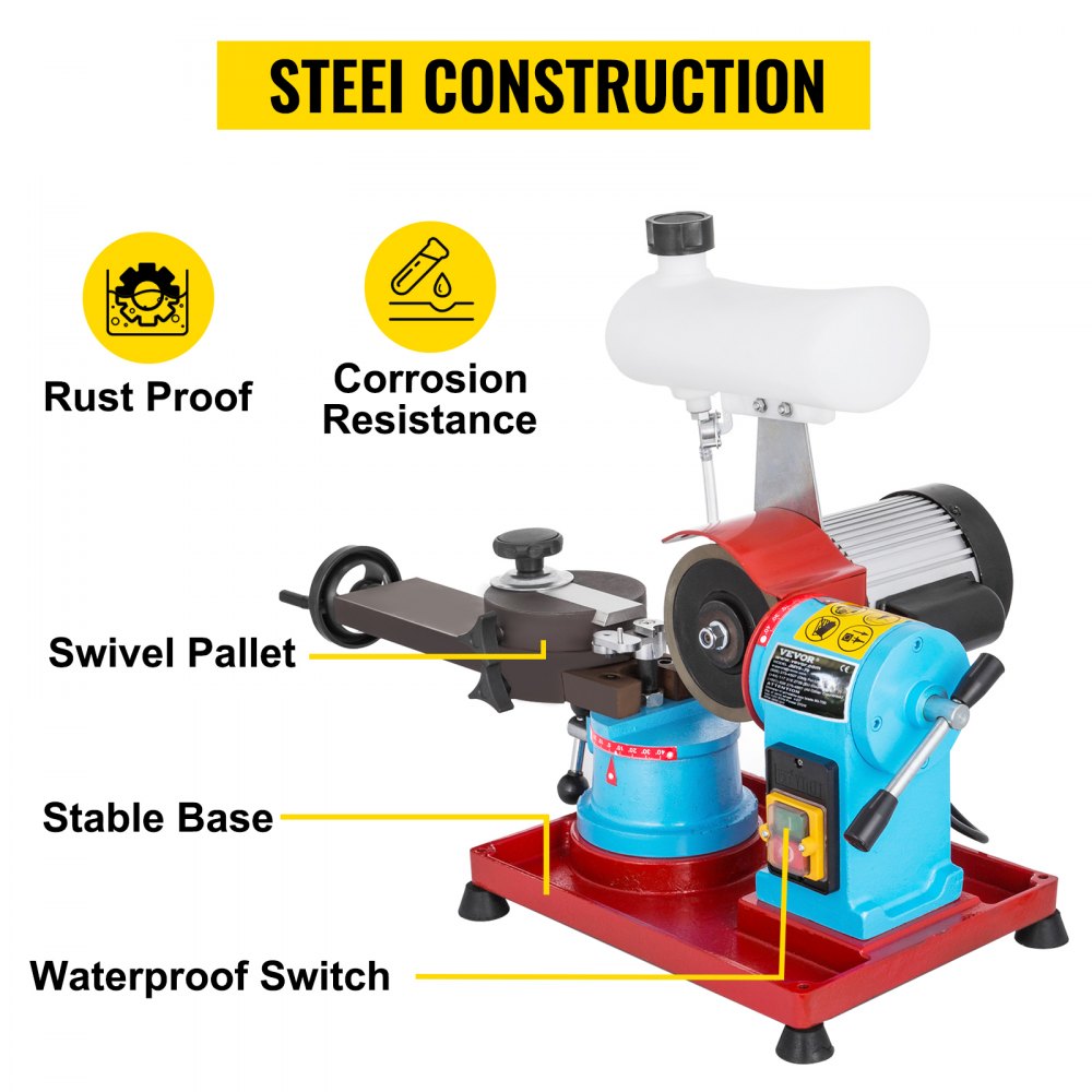 VEVOR Circular Saw Blade Sharpener 370W Saw Blade Sharpener 230V Electric Circular Saw Blade Sharpen 3''-27.5'' / 80-700MM 2850RPM Electric Water Injection Grinding Grinder Machine