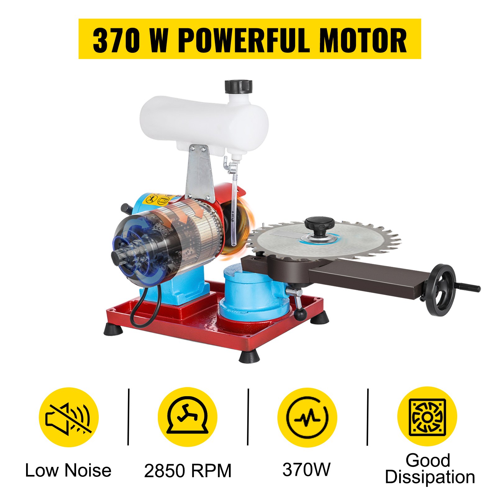 VEVOR Circular Saw Blade Sharpener 370W Saw Blade Sharpener 230V Electric Circular Saw Blade Sharpen 3''-27.5'' / 80-700MM 2850RPM Electric Water Injection Grinding Grinder Machine