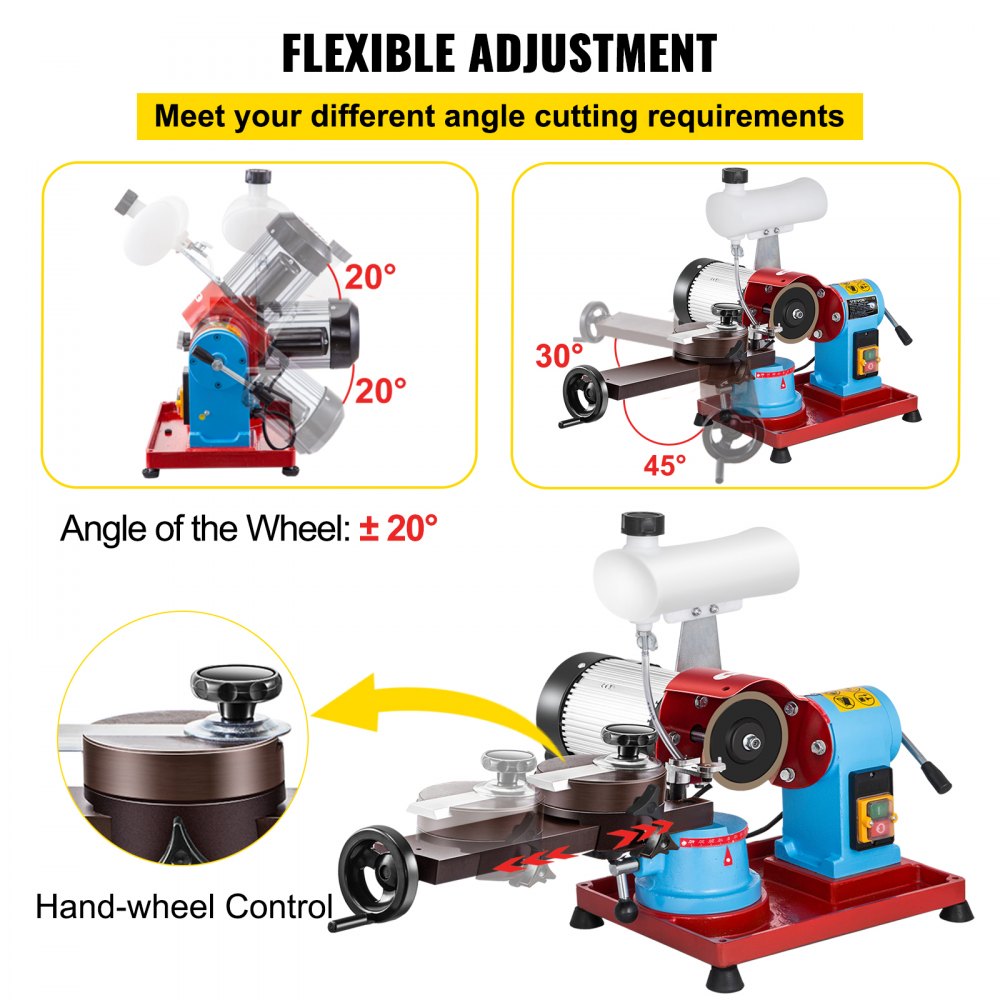 VEVOR Circular Saw Blade Sharpener 370W Saw Blade Sharpener 230V Electric Circular Saw Blade Sharpen 3''-27.5'' / 80-700MM 2850RPM Electric Water Injection Grinding Grinder Machine