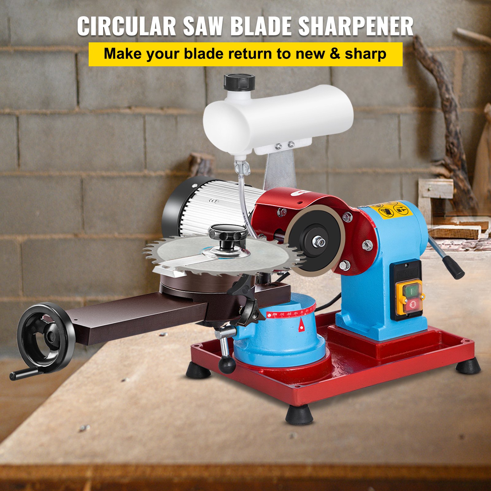 VEVOR Circular Saw Blade Sharpener 370W Saw Blade Sharpener 230V Electric Circular Saw Blade Sharpen 3''-27.5'' / 80-700MM 2850RPM Electric Water Injection Grinding Grinder Machine