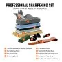 VEVOR Whetstone Knife Sharpening Kit, 2 Dual-Sided Grit Whetstones 400/1000 3000/8000, 10PCS Knife Sharpener Kit with 3 Non-Slip Bases, Angle & Honing Guide, Flattening Stone for All Knives, Scissors