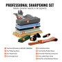 VEVOR Whetstone Knife Sharpening Kit, 2 Dual-Sided Grit Whetstones 400/1000 3000/8000, 10PCS Knife Sharpener Kit with 3 Non-Slip Bases, Angle & Honing Guide, Flattening Stone for All Knives, Scissors