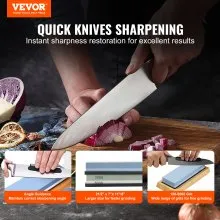 VEVOR Whetstone Knife Sharpening Kit, 2 Dual-Sided Grit Whetstones 400/1000 3000/8000, 10PCS Knife Sharpener Kit with 3 Non-Slip Bases, Angle & Honing Guide, Flattening Stone for All Knives, Scissors