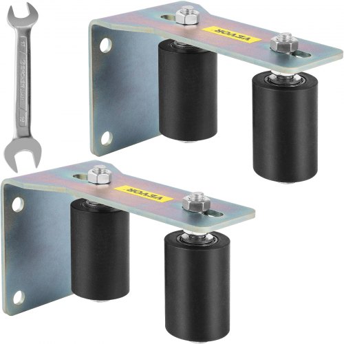 VEVOR Gate Roller Guide Gate Roller w/90° Bracket 3” Black Nylon Roller-2Pack