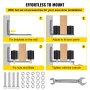 VEVOR Gate Roller Guide 3" svart nylon zinkmålad glidning med L-formad fäste och justerbara bultar stödenhet-2-pack