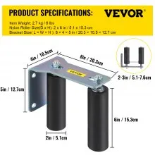 VEVOR Gate Roller Guide 6" Sliding Gate Black Nylon Roller Coloring Zinc Painted Sliding Gate Guide With L-Shape Bracket and Adjustable Bolts Slide Gate Support Assembly For Sliding Gates Guide Roller