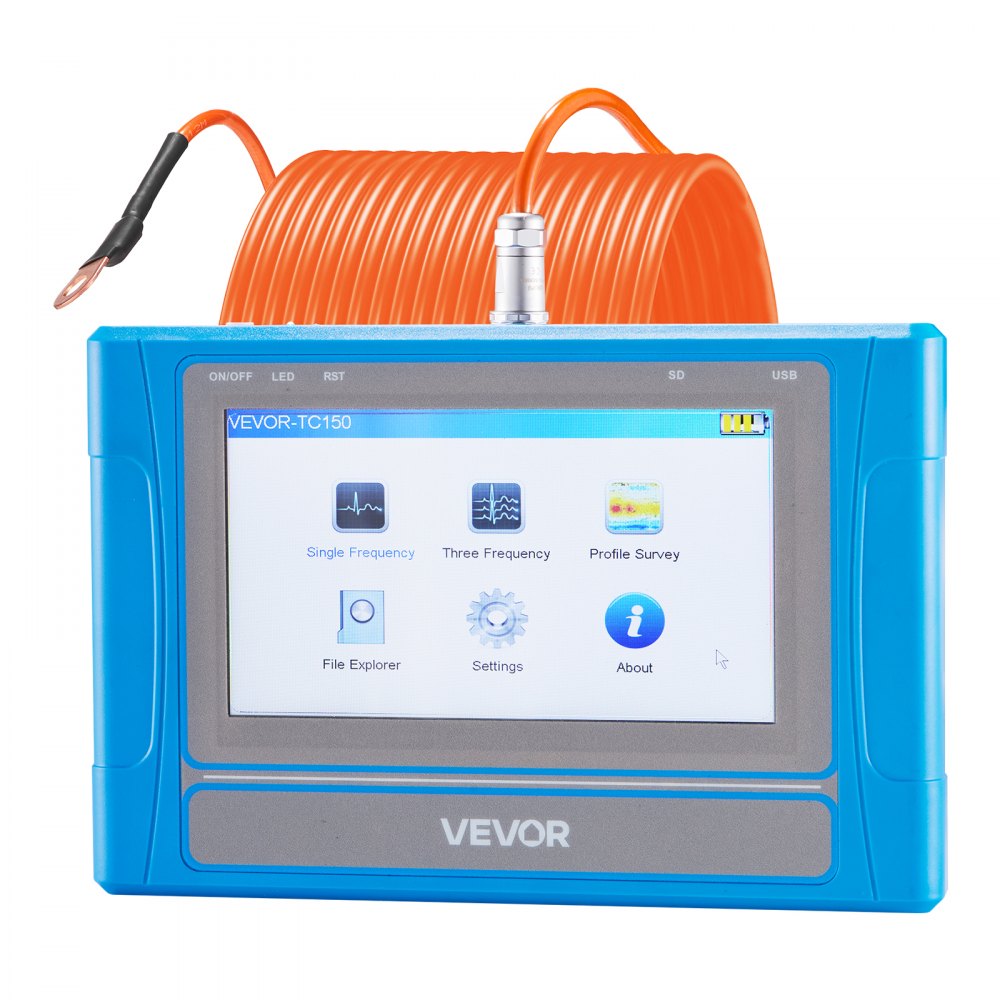 VEVOR Underground Water Detector, Up to 492ft (150m) Pro Underground Water Detection Locator, 7" Touchscreen Auto Mapping Well Detector Explorer with Multi-Frequency Measurement, 8GB Card, Carry Case