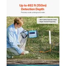 VEVOR Underground Water Detector, Up to 492ft (150m) Pro Underground Water Detection Locator, 7" Touchscreen Auto Mapping Well Detector Explorer with Multi-Frequency Measurement, 8GB Card, Carry Case