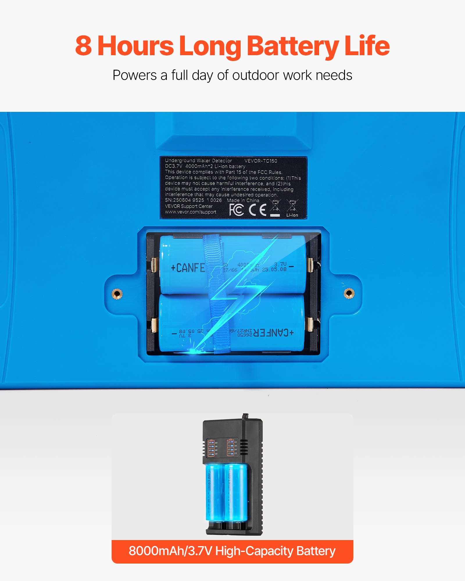 VEVOR Underground Water Detector, Up to 492ft (150m) Pro Underground Water Detection Locator, 7" Touchscreen Auto Mapping Well Detector Explorer with Multi-Frequency Measurement, 8GB Card, Carry Case