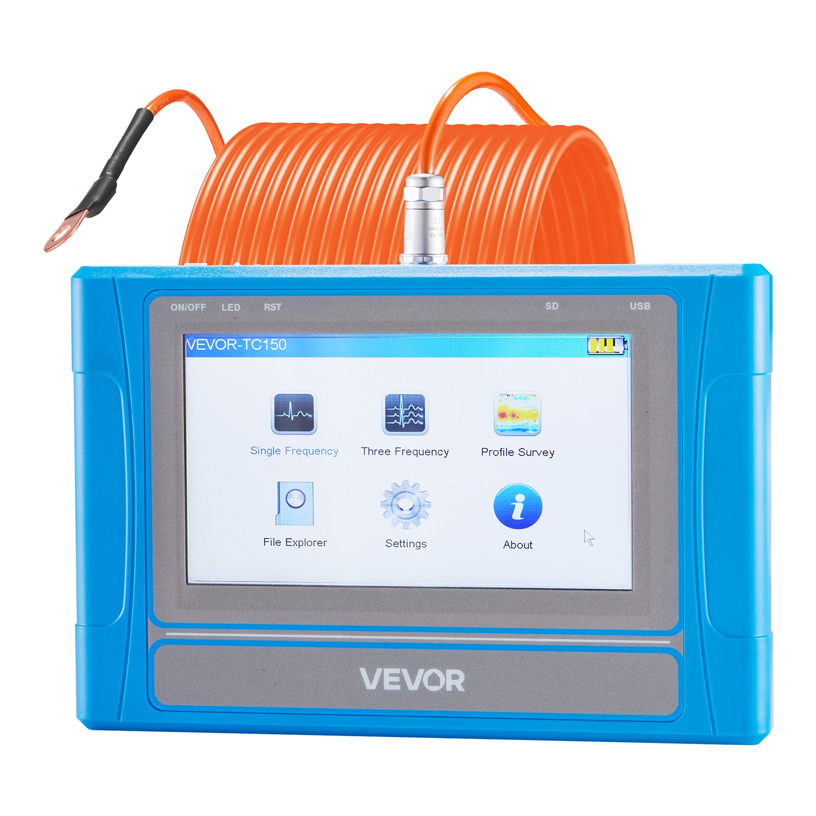 VEVOR Underground Water Detector, Up to 492ft (150m) Pro Underground Water Detection Locator, 7" Touchscreen Auto Mapping Well Detector Explorer with Multi-Frequency Measurement, 8GB Card, Carry Case