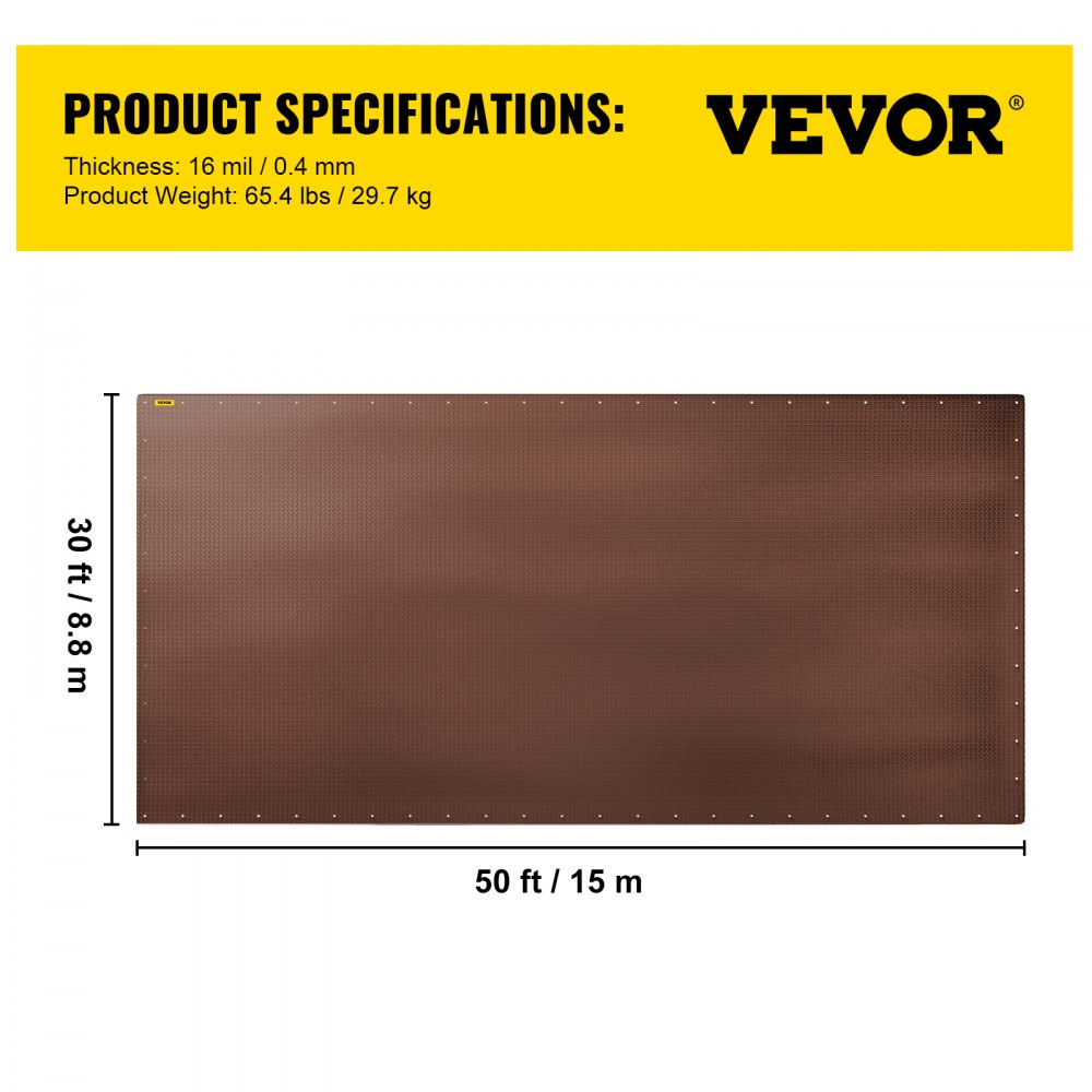 VEVOR Heavy Duty Tarp Waterproof PE Tarp Cover 30 x 50 ft 16 Mil Tent Shelter