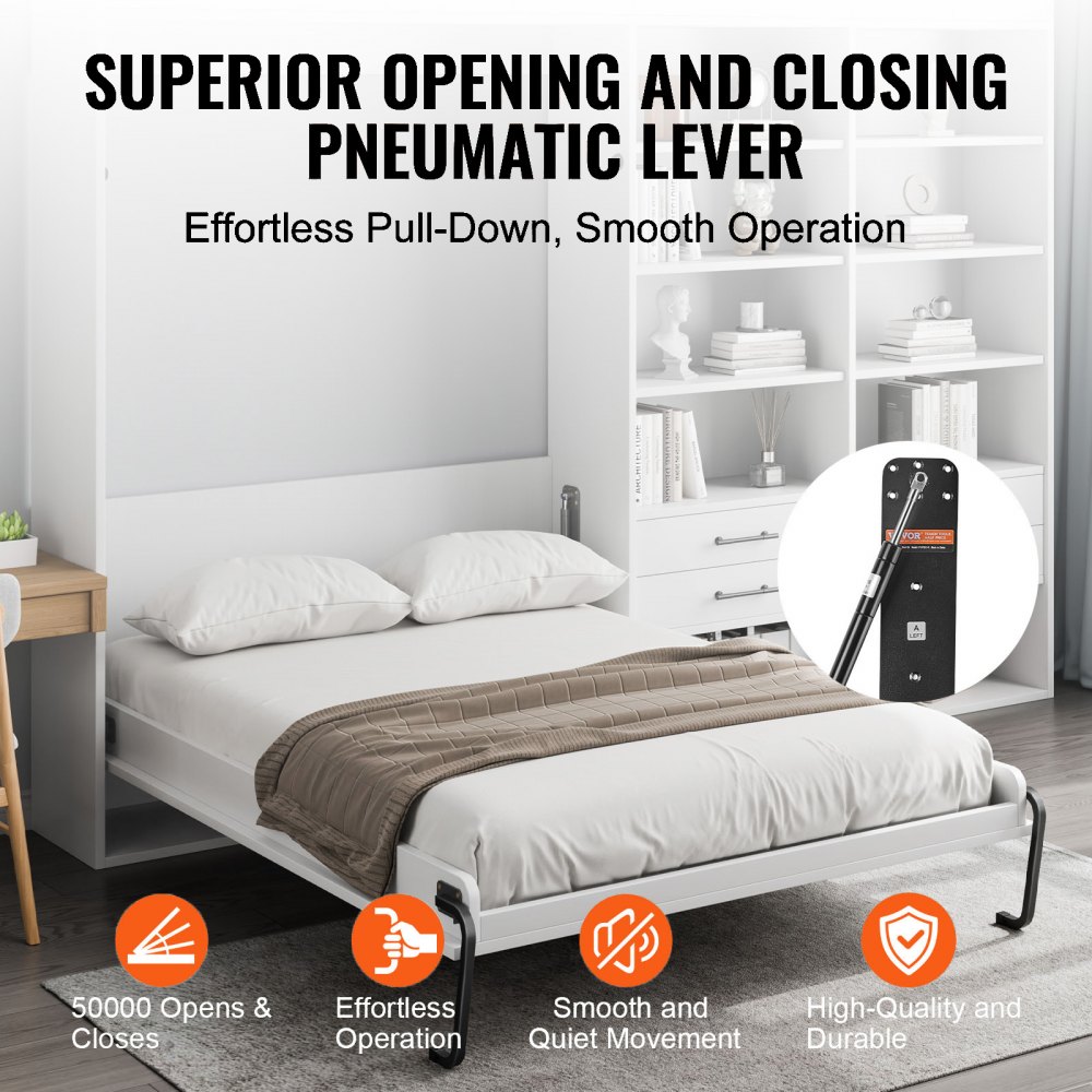 VEVOR Murphy Bed Kit Full Size Vertical Deluxe DIY Wall Bed Hardware Folding