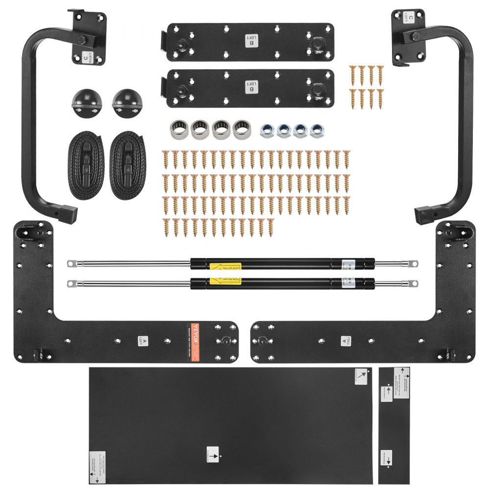 VEVOR Murphy Bed Kit, Queen Size, Vertical Deluxe DIY Wall Bed Mechanical Hardware Kit, Pneumatic Lever Heavy Duty Bed Frame Support, Folding Cabinet Wall Bed Space Saving Design for Guestroom