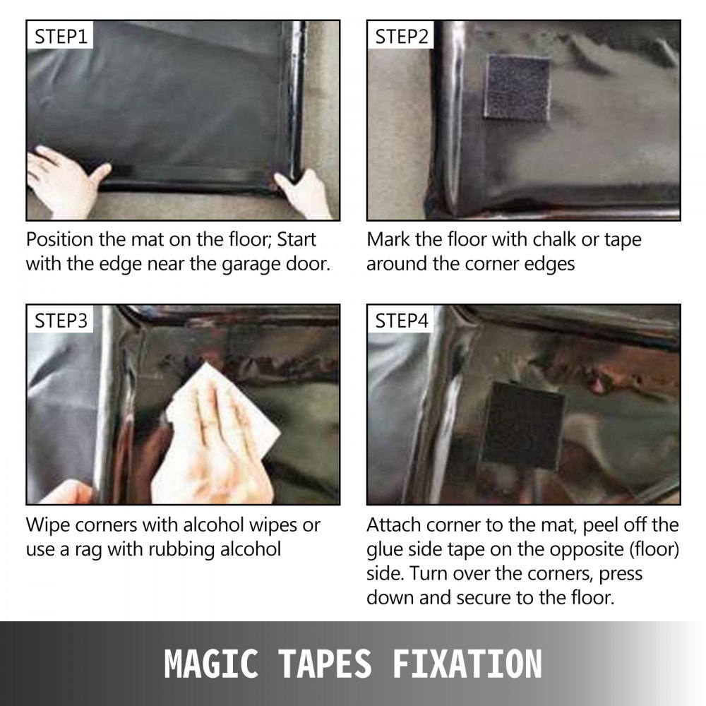 VEVOR Containment Floor Mat 7.7x16' Containment Black Vehicle Truck SUV Garage Floor Mat for Snow Mud Rain Water-Proof Garage Mats Under Car Heavy Duty Vinyl Polyester Car Garage Mat(7.7x16',Black)