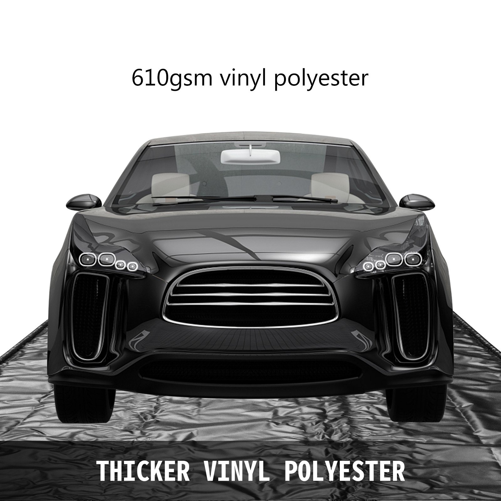 VEVOR Containment Floor Mat 7.7x16' Containment Black Vehicle Truck SUV Garage Floor Mat for Snow Mud Rain Water-Proof Garage Mats Under Car Heavy Duty Vinyl Polyester Car Garage Mat(7.7x16',Black)