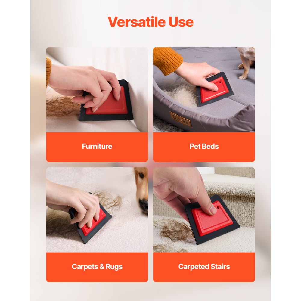 VEVOR Mini Pet Hair Remover, Dog Cat Hair Removal Tool, Multi-Surface Reusable Pet Hair Remover Auto Interior Detailing Supplies, for Car Couch Furniture Lint Carpet Clothing Bedding Pet Bed Cat Tree