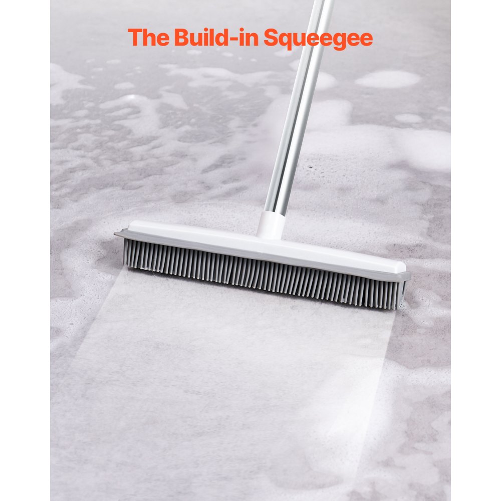 VEVOR Pet Hair Removal Broom, 58.46 in Adjustable Long Handle, Rubber Broom with Built in Squeegee Reusable Dog Cat Hair Remover, for Couch Furniture Hardwood Floor Tile