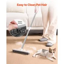 Pet Hair Removal Broom 58.46 in Adjustable Long Handle Pet Hair Rubber Broom