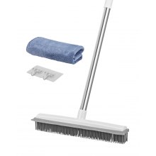 VEVOR Pet Hair Removal Broom, 58.46 in Adjustable Long Handle, Rubber Broom with Built in Squeegee Reusable Dog Cat Hair Remover, for Couch Furniture Hardwood Floor Tile