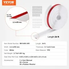 VEVOR Garage Door Top and Sides Seal Strip 34 FT Universal Weather Stripping