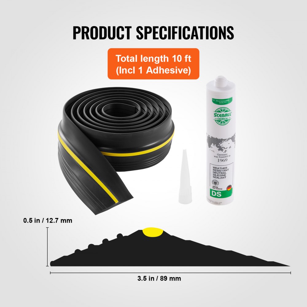 VEVOR Garage Door Threshold and Bottom Seals Kit, 254 mm U Shape+O Ring Universal Garage Door Bottom Seal Weatherstrip PVC, Combine with Weatherproof Garage Threshold Seal Strip with Adhesive, Black