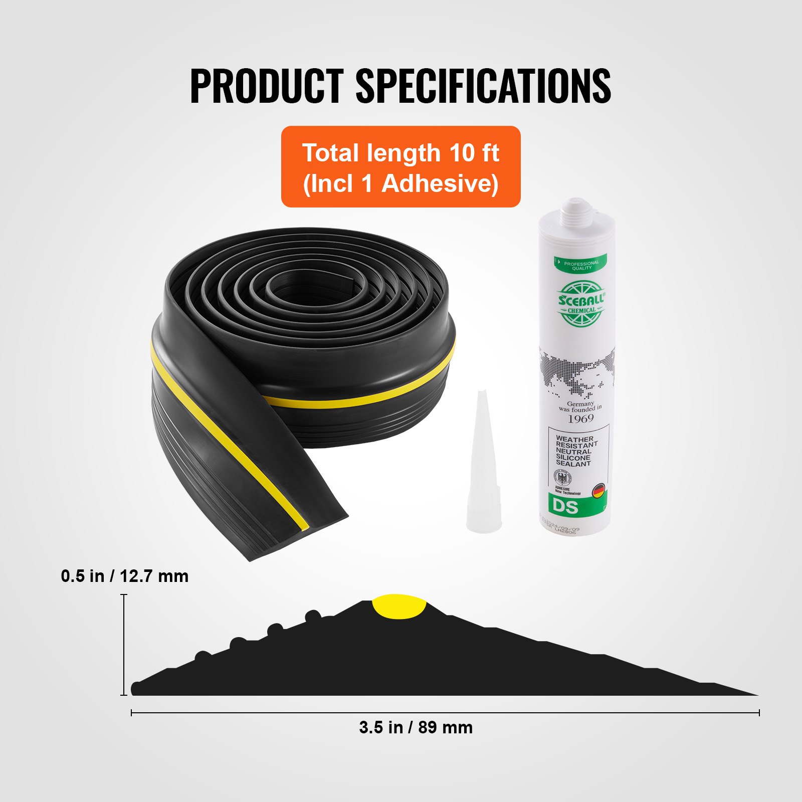 VEVOR Garage Door Threshold and Bottom Seals Kit, 254 mm U Shape+O Ring Universal Garage Door Bottom Seal Weatherstrip PVC, Combine with Weatherproof Garage Threshold Seal Strip with Adhesive, Black
