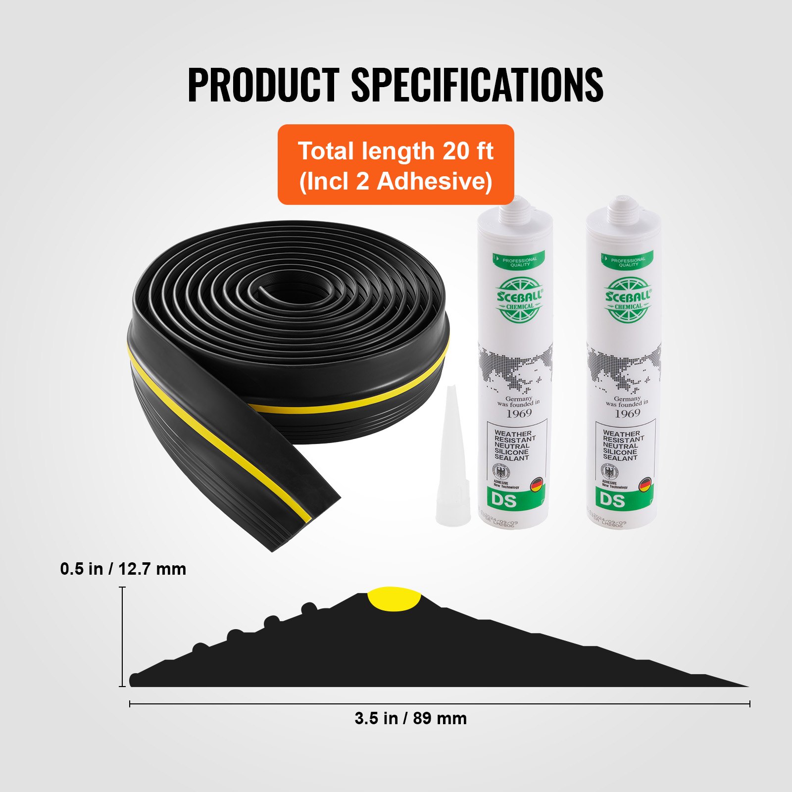VEVOR Garage Door Threshold and Bottom Seals Kit, 508 mm U Shape+O Ring Universal Garage Door Bottom Seal Weatherstrip PVC, Combine with Weatherproof Garage Threshold Seal Strip with Adhesive, Black