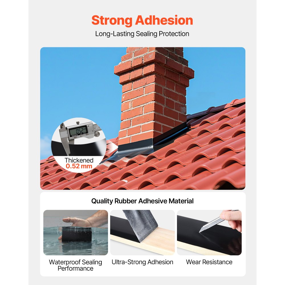 VEVOR Waterproof Patch and Seal Tape, 4 inch x 10 ft, Pack of 2, Weather-Resistant Waterproof Tape for Leaks and Repairs, Peel and Stick Easy Indoor and Outdoor Use for Roof, Wall, and Pipe, Black