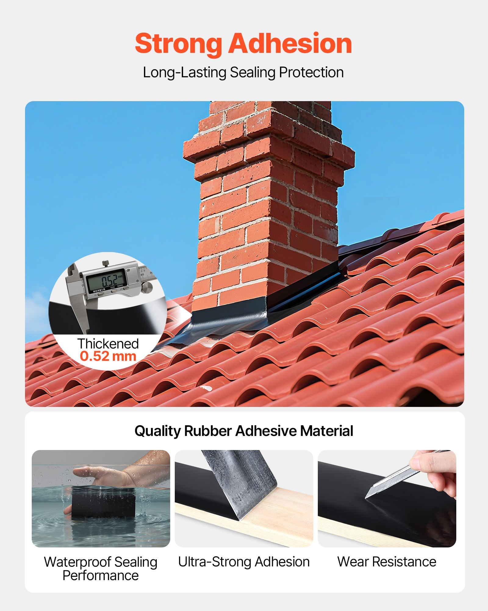 VEVOR Waterproof Patch and Seal Tape, 4 inch x 10 ft, Pack of 2, Weather-Resistant Waterproof Tape for Leaks and Repairs, Peel and Stick Easy Indoor and Outdoor Use for Roof, Wall, and Pipe, Black