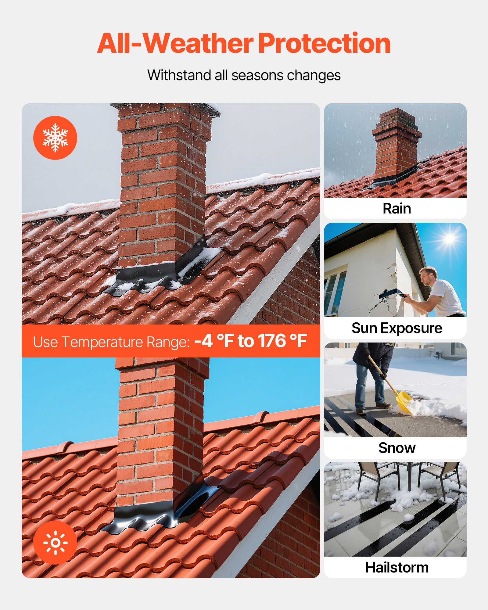 VEVOR Waterproof Patch and Seal Tape, 4 inch x 10 ft, Pack of 2, Weather-Resistant Waterproof Tape for Leaks and Repairs, Peel and Stick Easy Indoor and Outdoor Use for Roof, Wall, and Pipe, Black